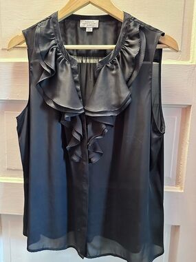 Tahari Black Ruffled Sleeveless Camisole